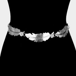 Unique Leaves Belt Crystal Flowers